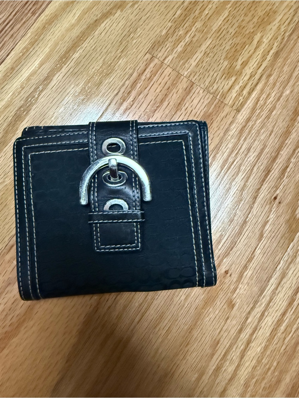 Coach Black Signature Wallet with Silver-Tone Buckle